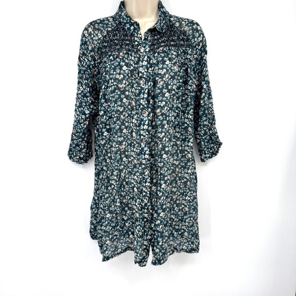 Paul and Joe Sister Grumpy Cat Floral gauze smoked dress tunic top blouse Print - Picture 1 of 12